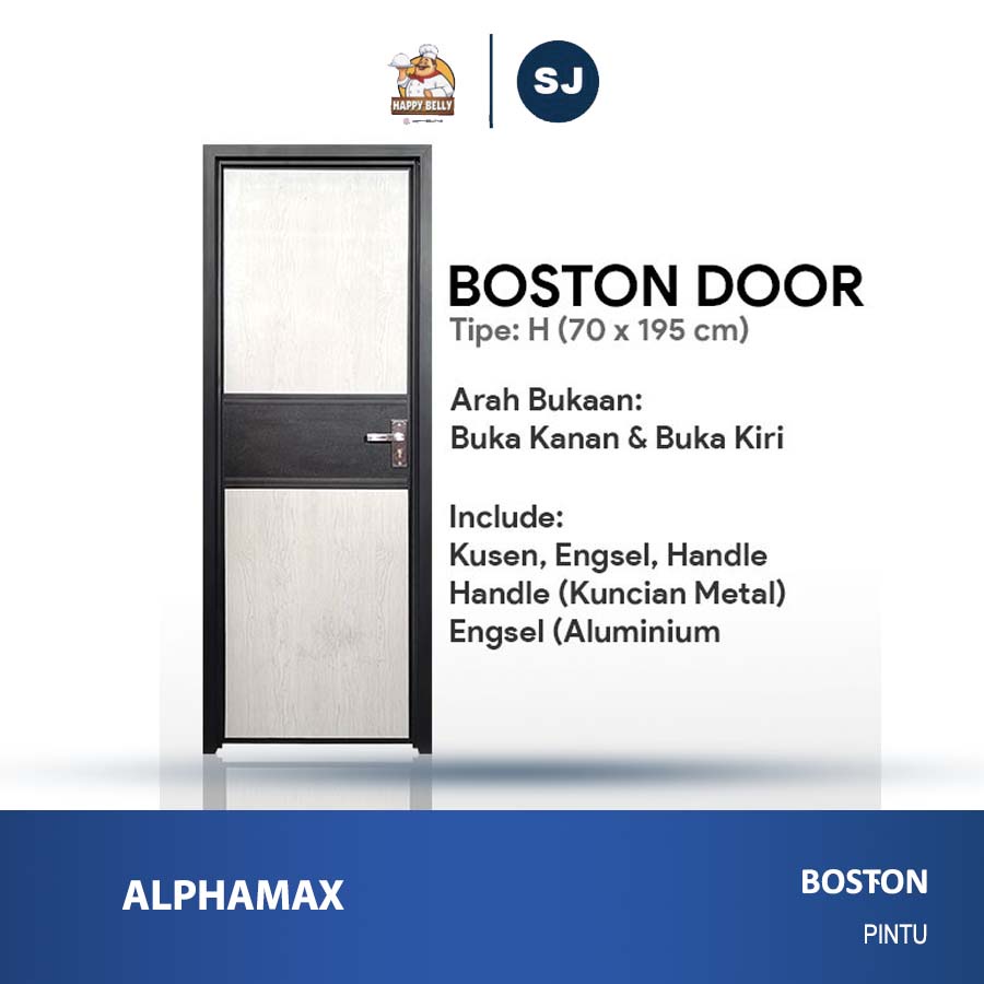 Boston H Door / Pintu Kamar Mandi / Alphamax Aluminium UK 70x195 MEDAN