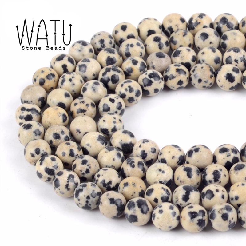 Bahan Gelang Batu Alam Dalmatian Jasper Natural 6mm 8mm 10mm