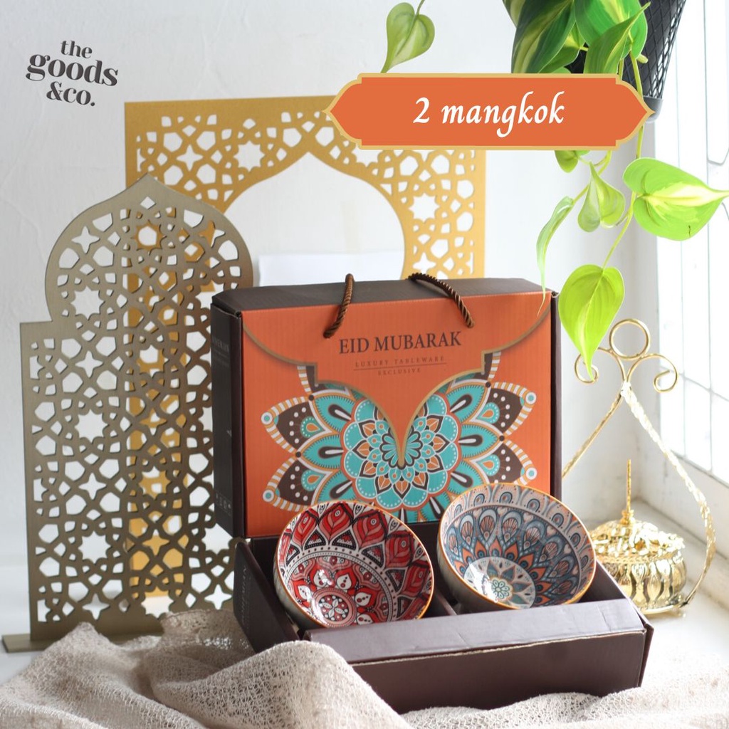 Mangkok Set Souvenir Hampers Eid Mubarak Bowl Set Mangkok Keramik Gift Idul Fitri Set BOHEMIAN Gift Set Motif Batik