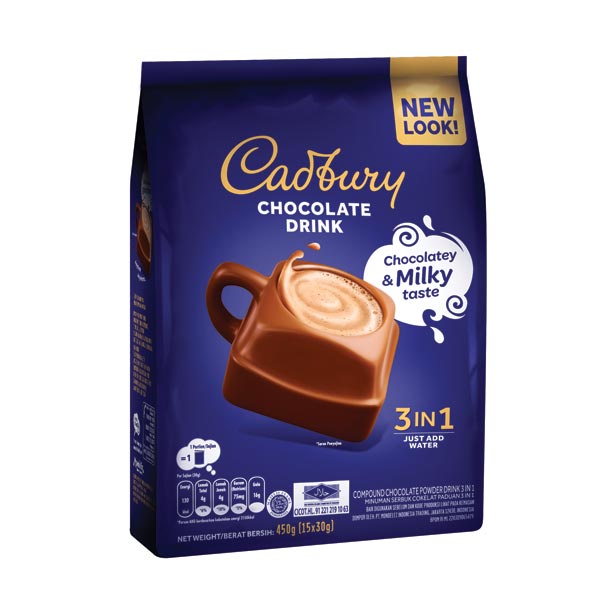 

CADBURY HOT CHOCOLATE 3 IN 1 ISI 15 SACHET X 30 GR - COKELAT