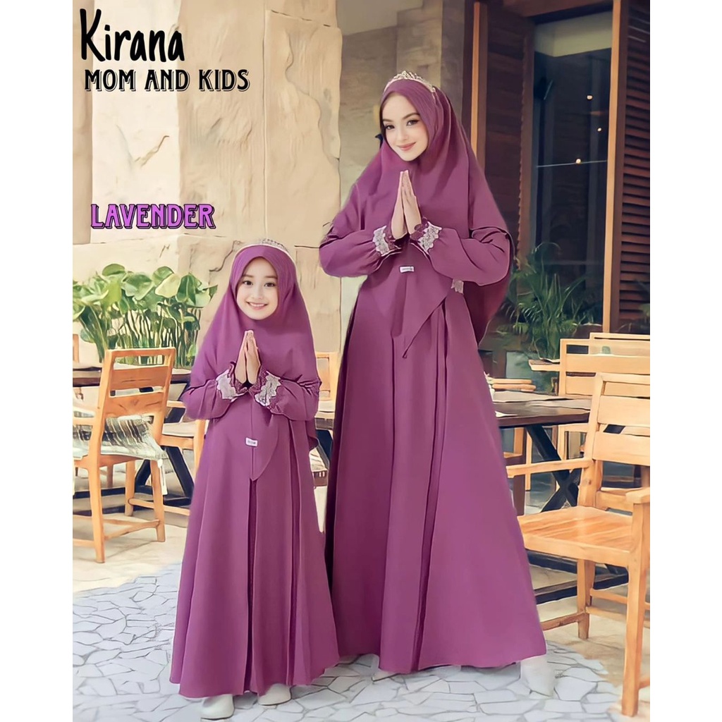GAMIS SARIMBIT TERBARU IBU DAN ANAK LEBARAN 2023 KIRANA MOM AND KIDS FREE KHIMAR BAHAN CERUTY PREMIU