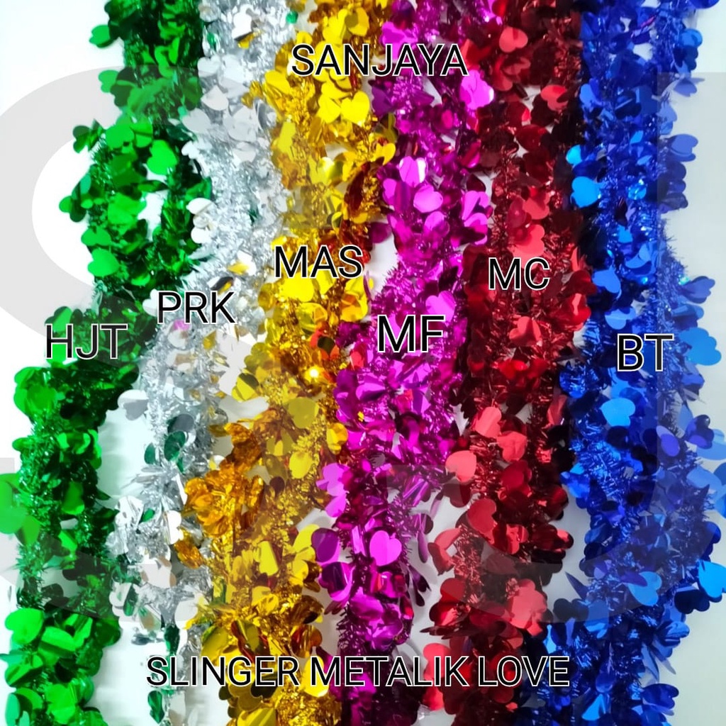 Slinger / Tinsel / Rumbai Hiasan Pohon Natal Warna Warni / Garland Tinsel / Slinger Metalik Love