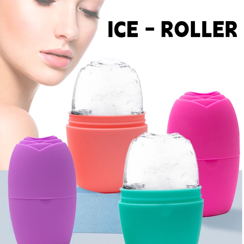 ICE GLOBES ROLLER - Pink/Blue-Beauty Crystal Ball Glitter/ Ice Globes Facial Roller Glitter/ alat pijat Muka Untuk Perawatan Kulit Wajah/Anti aging/Jerawat Perawatan