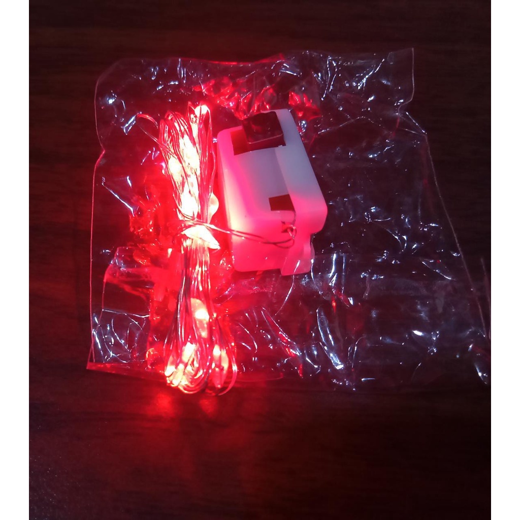 YSM Lampu Tumblr Kawat Mini 1 Meter Lampu Hias Dekorasi Gift Box Bucket Balon Fairy Light Led Murah Import-MERAH