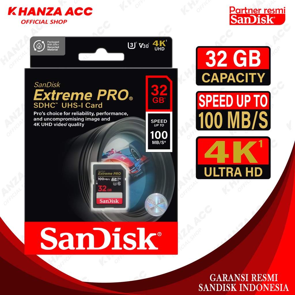 KHANZAACC SANDISK EXTREME PRO Memori Kamera 32GB / 64GB / 128GB