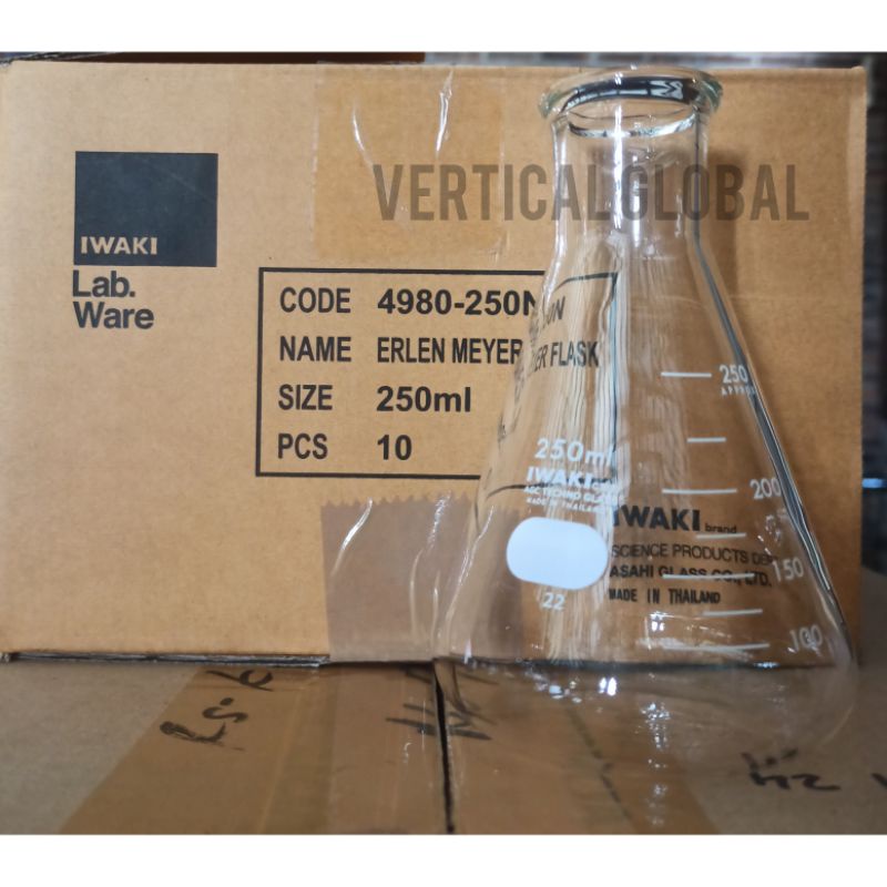 Erlenmeyer Flask NM 250 ml Iwaki Kaca Erlenmeyer