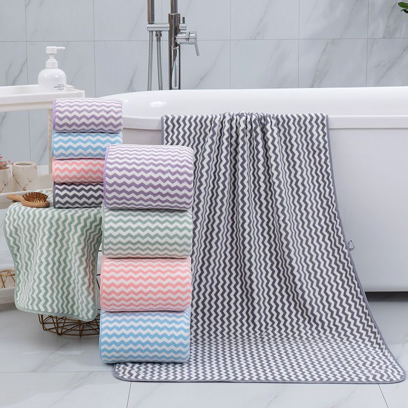 Handuk Mandi Motif Zig-Zag Ukuran 140cm X 70cm Bahan Microfiber Handuk Mandi Dewasa Lembut J2A1