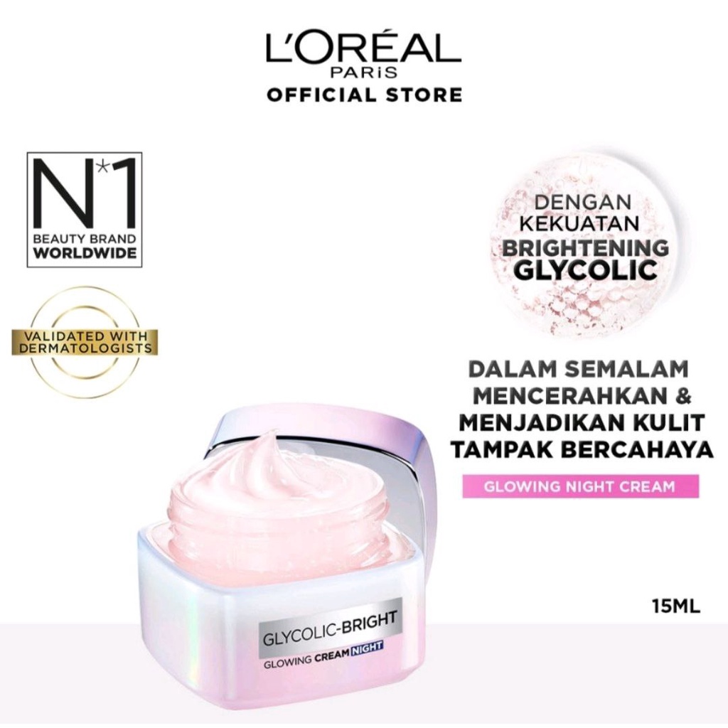 LOREAL GLYCOLIC BRIGHT GLOWING DAY &amp; NIGHT CREAM SKINCARE KRIM WAJAH