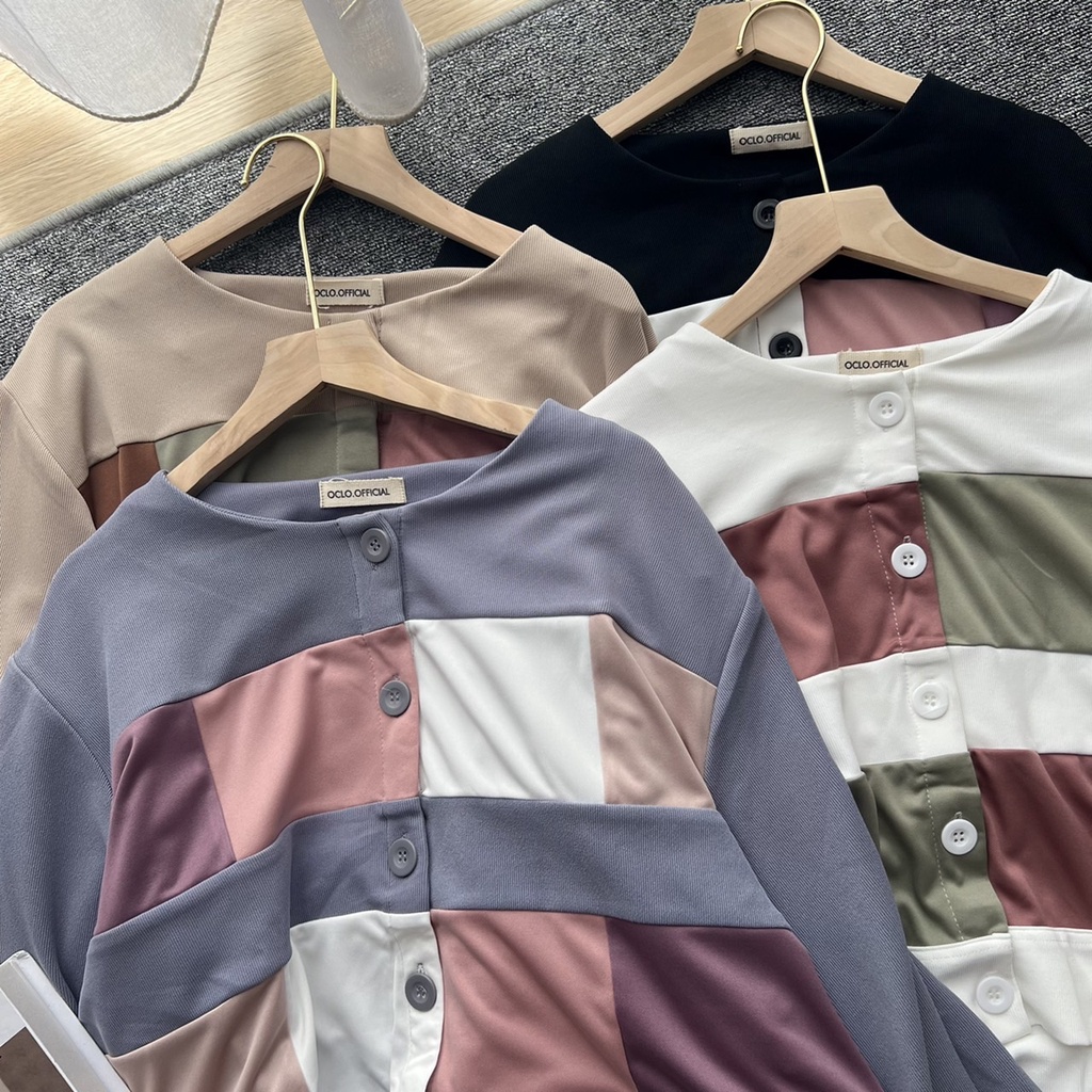 Oclo | Kinami Blouse casual combi rib knit