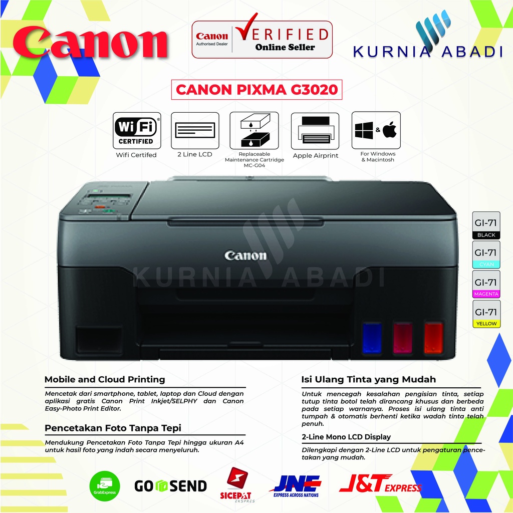 Printer Canon PIXMA G3020 G 3020 Print,Scan,Copy,Wifi