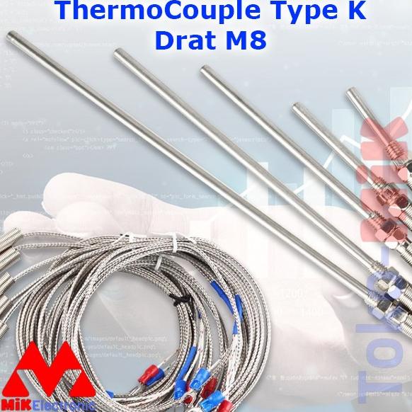 Thermocouple K Type Drat M8 Thread Temperature Sensor Suhu Temperatur tok-mi Segera Beli