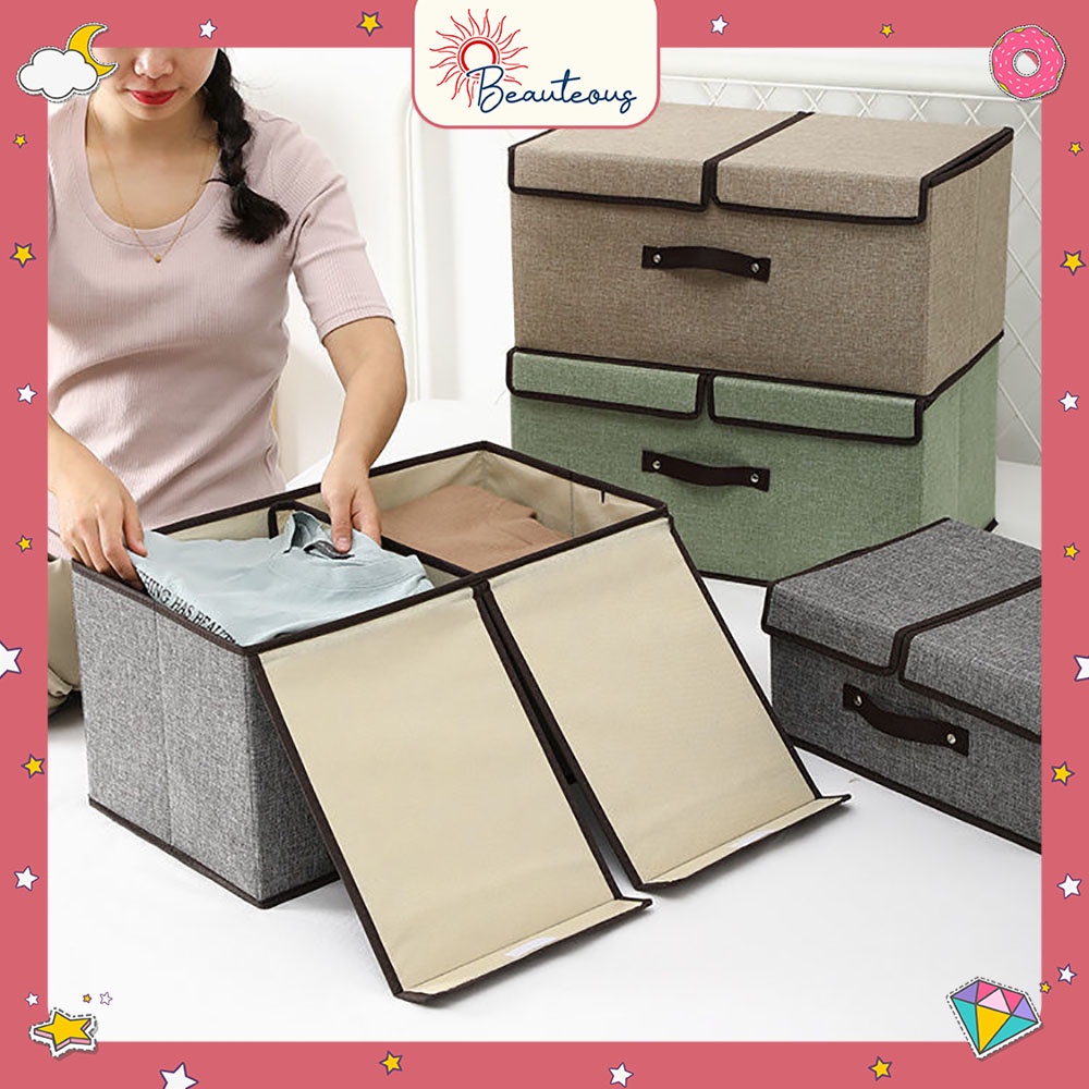 Kotak Penyimpanan Lipat Storage Box Organizer Baju Mainan 2in1