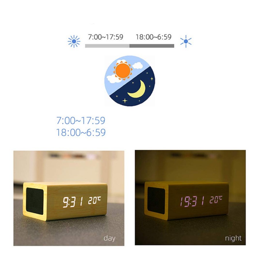 GROVE Jam Meja LED Bluetooth Speaker Digital Clock Wireless Charging