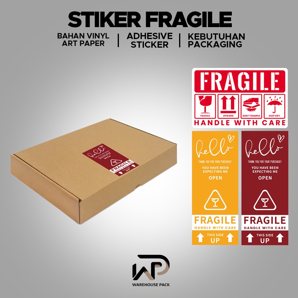 Stiker Fragile Handle With Care | Sticker Segel Packing Box | Label Segel Fragile Kemasan Paket Kota