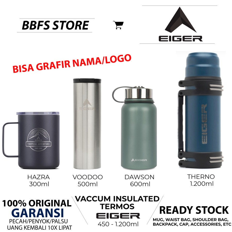 Eiger1989 Original Tumbler Termos Voodoo Dawson Therno 500ml 600ml 1.2L Stainless Steel Bottle