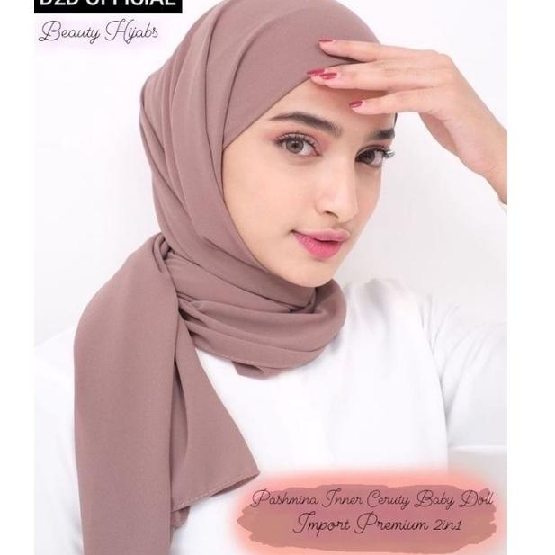 TERBARU Pashmina Inner Premium 2in1 Bolak Balik Kekinian Ceruty BabyDoll Pasmina Ciput Instan Jilbab