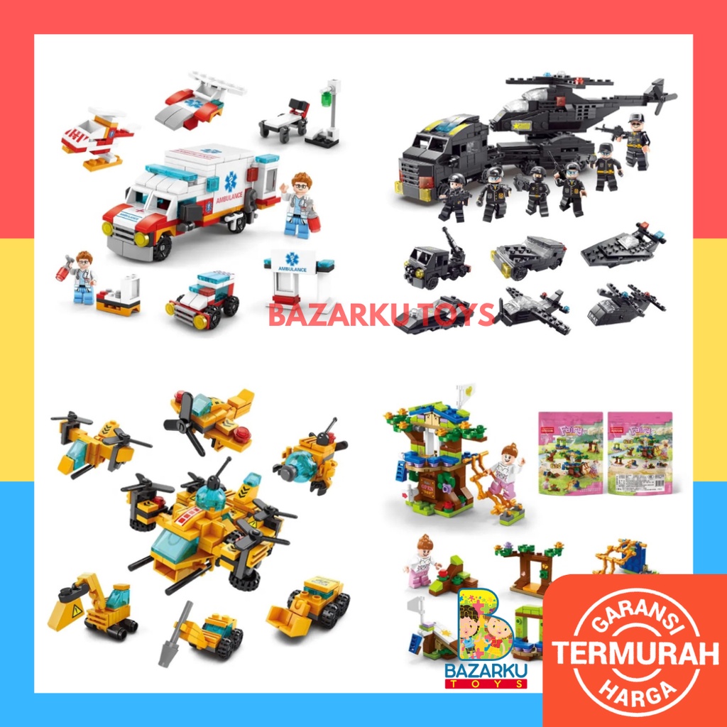 Mainan Mobil Mobilan Transport Bricks 6 in 1 Block Mainan Anak Blocks Mainan Block Balok Susun Mobil Mainan Mobil Rakit