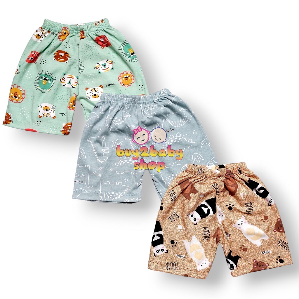 Celana pendek bayi katun Full Print Airin Baby 0-3 Bulan isi 3 Celana