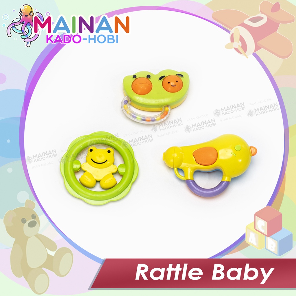 HADIAH MAINAN ANAK BAYI RATTLE KERINCINGAN MOTIF KARAKTER LUCU IMUT