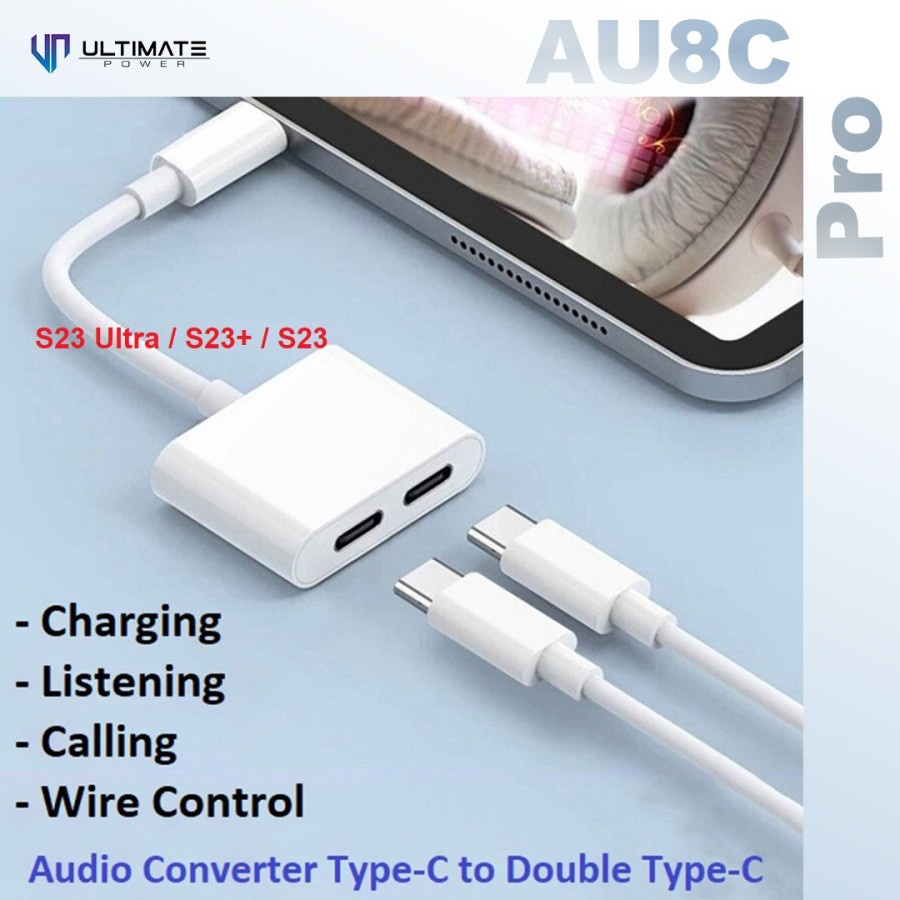 Audio Adapter S23 Ultra S23+ Plus Type C to Dual USB-C AU8C Pro