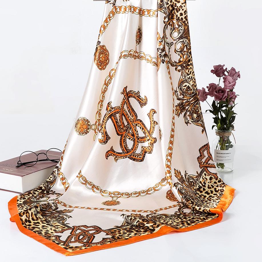 Terlaku.../ 90x90 cm Syal Persegi Besar Satin Jilbab Wanita Hijab Pola Persegi Panjang Bahan High Gr