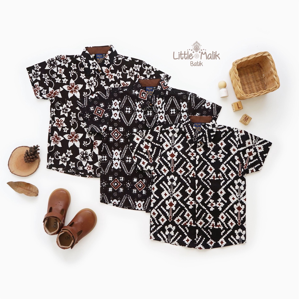 Kemeja Batik Anak Lengan Pendek By Little Malik Batik, Cap Solo