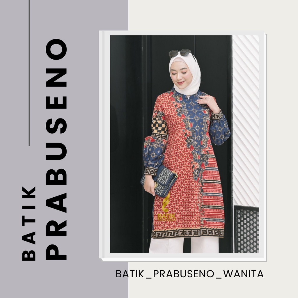 Batik Prabuseno - Anjar Tunik Batik Wanita Lengan Panjang Original