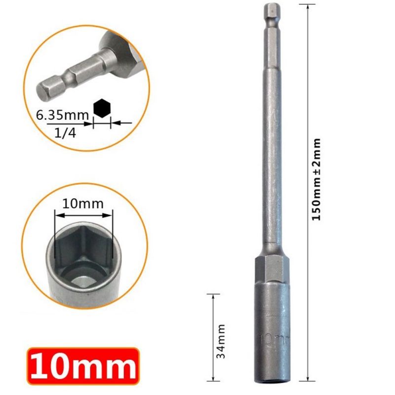 150mm Adapter Soket Kunci Pas Extension Hex / Satuan Ekstensi Sambungan Mata Obeng Hex