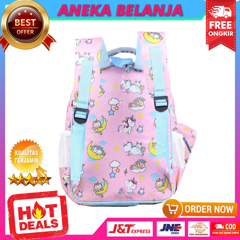 Tas Ransel Sekolah Anak Perempuan Cahaya Pony Bulan Warna Pink Terbaru Backpack Anak Cewek PAUD TK SD Free Raincover Dan Free Tempat Pensil Trendy Tas Gendong Anak Ngaji LES TPQ Impor Bahan Kuat Awet Terlaris Tas Punggung Anak Fashion Murah  Berkualitas