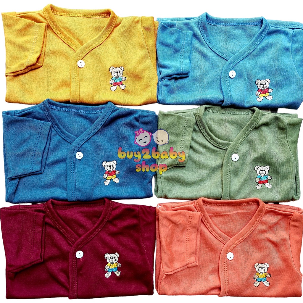 Baju bayi piyama pendek kancing warna premium 3-9 Bulan isi 3 baju
