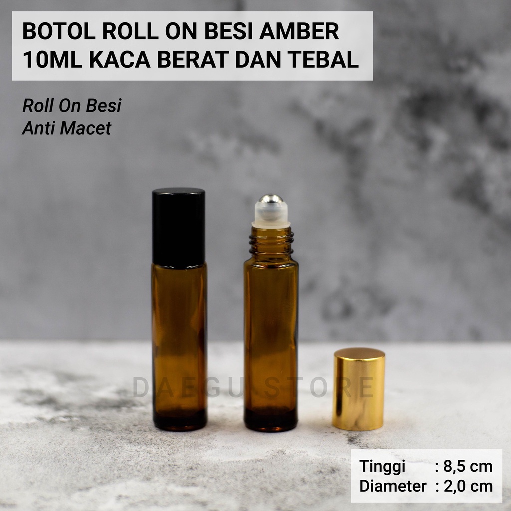 Botol Roll On 10ml BOLA BESI Kaca AMBER TEBAL BERAT Essential OiL