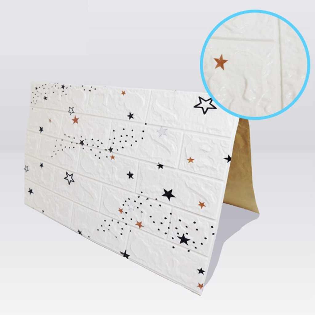 MMM WALLPAPER DINDING FOAM 3D MOTIF BATU BATA POLOS STAR UKURAN 35x70 CM WATERPROOF BRICK STICKER