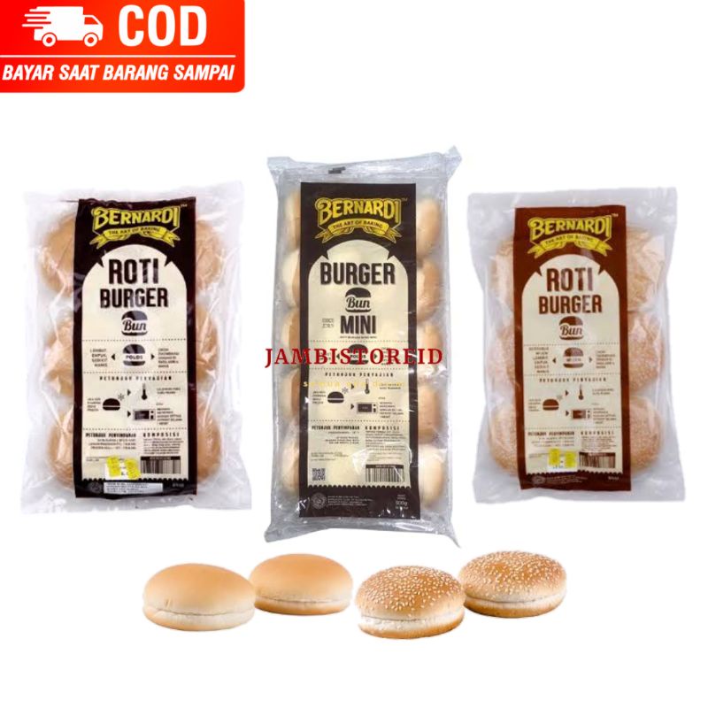 

(JAMBISTOREID) JAMBI LANGSUNG KIRIM Bernardi Roti Burger Hitam 6pcs 20pcs Bun Mini and Regular Polos Tanpa Wijen dan Wijen 400gram Frozen Food Jambi