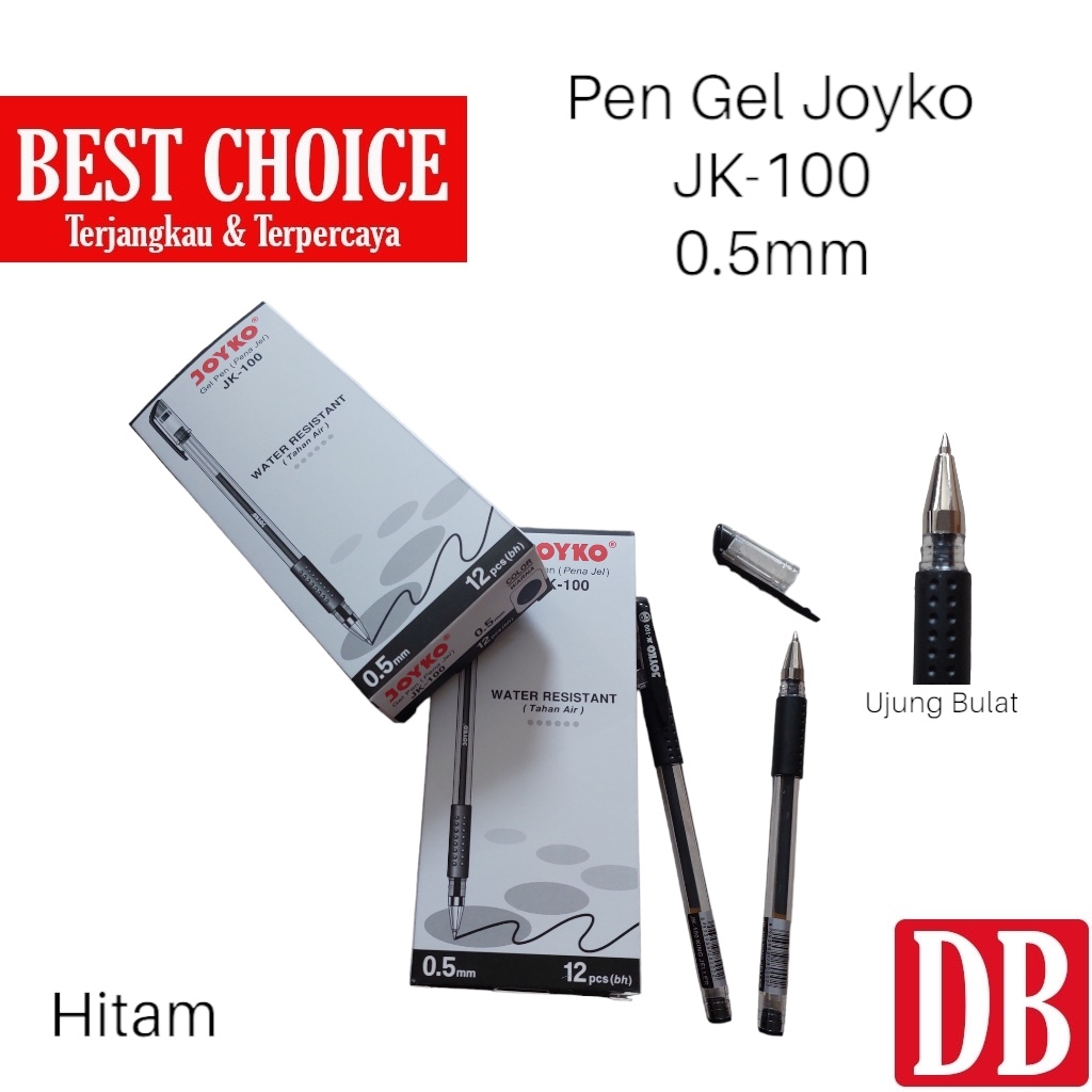 

Gel pen / Pulpen Joyko JK100 & JK100NT 0.5mm Hitam/Biru/Merah (12 pcs)