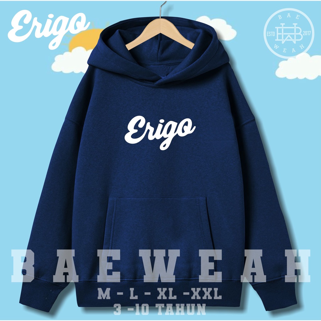 ERRIGO- Sweater Hoodie anak 5-10THN Laki-laki perempuan LOGO simple FLEECE TEBAL