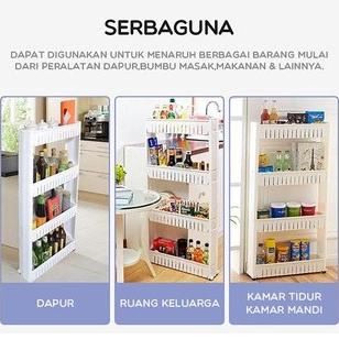 Rak Ramping 3 Susun Dapur Plastik Ada Roda Rak Penyimpanan Bsr02 Bsr03 [Cod]