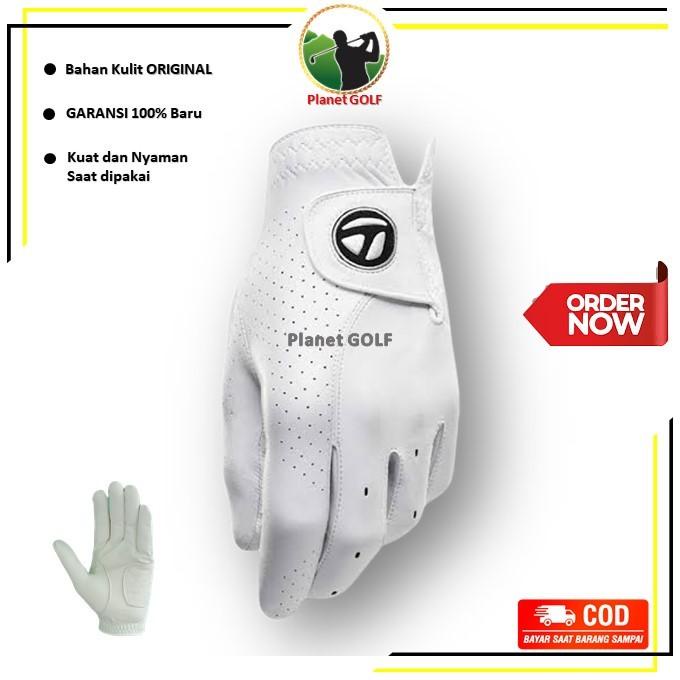 Glove Golf Leather Sarung Tangan kulit Pria warna putih kiri