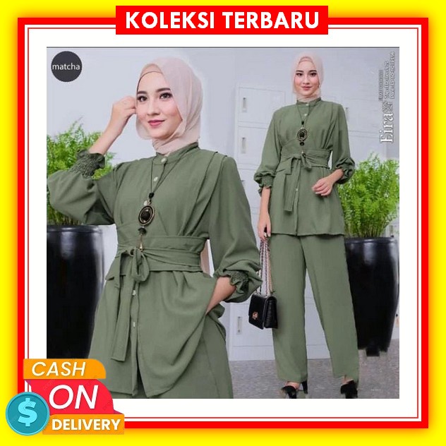 Alensa One Set Korean Style Alfashion Dress Rayon Jaket Jeans Crop Blazer Denim Kekinian Gamis Set J