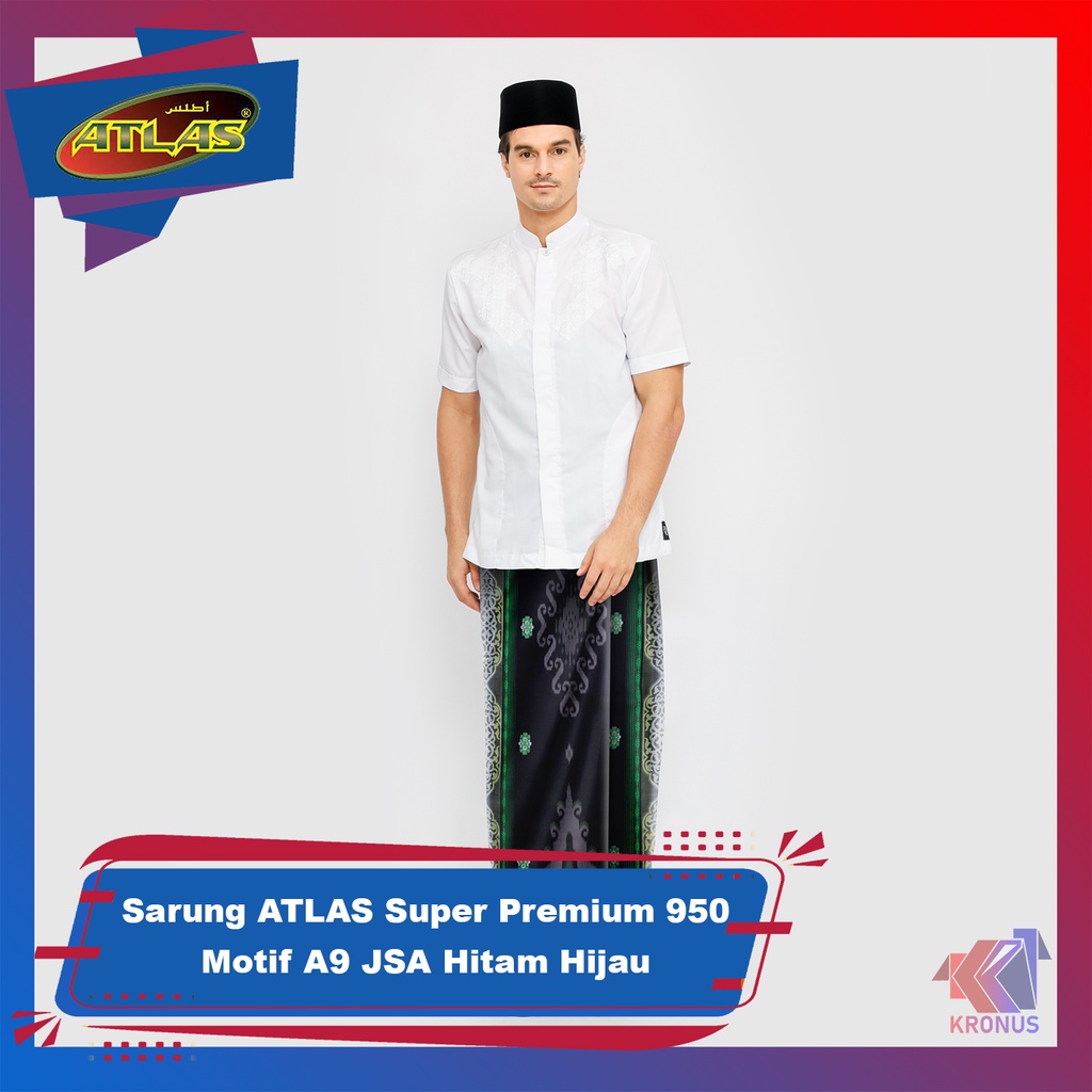 Sarung ATLAS Super Premium 950 Motif A9 JSA Hitam Hijau