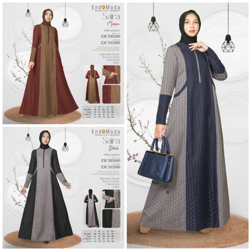 NEW Dress Wanita Dewasa Endomoda Saira - Gamis Pakaian Wanita Muslimah