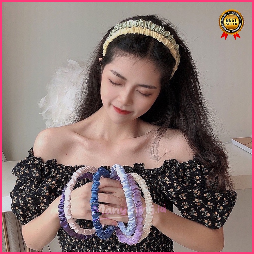 BANDO KOREA KERUT / BANDO SERUT / BANDO SCRUNCHIE SATIN / HEADBAND KOREA FASHION / BENDO KOREA STYLE AKSESORIS