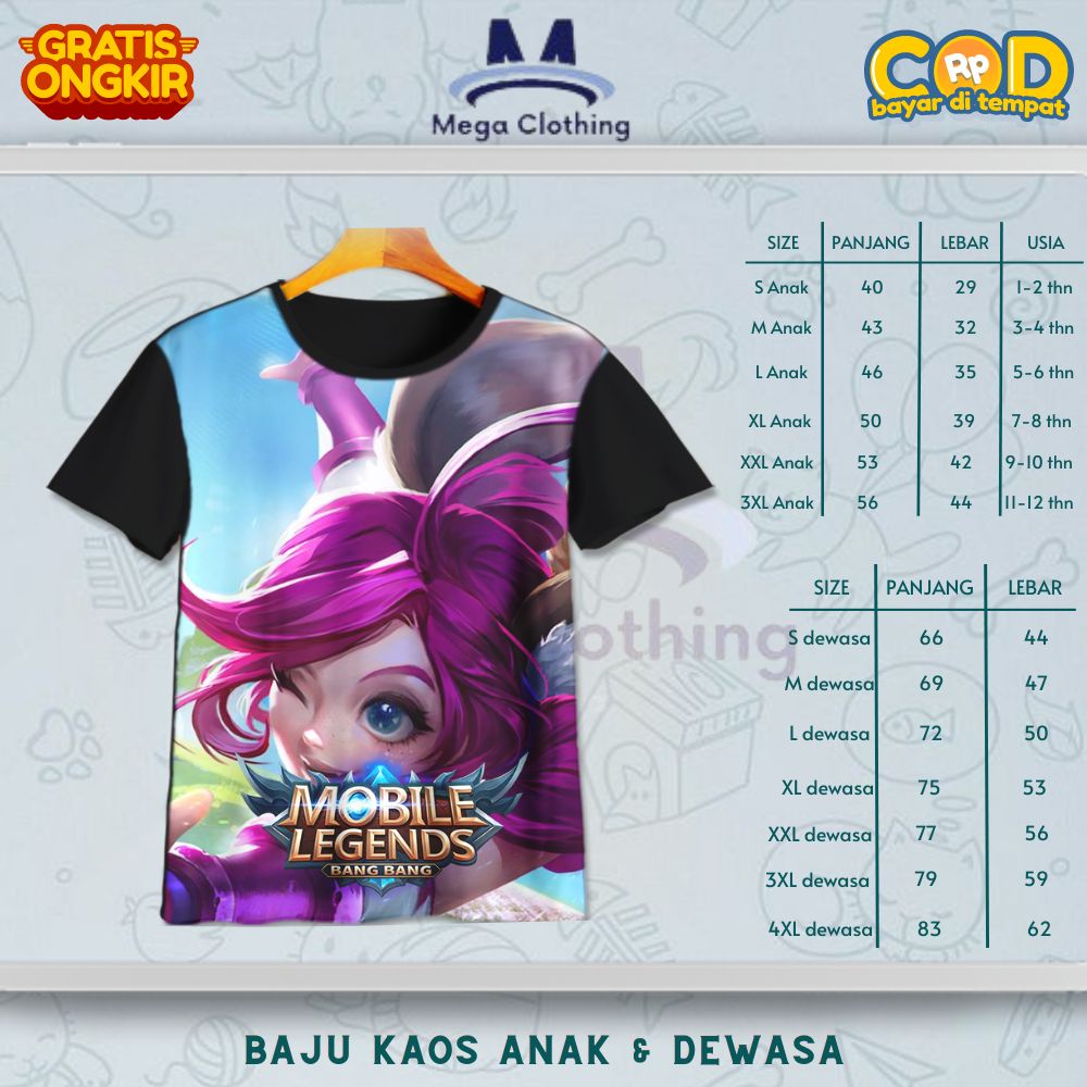 Kaos ML Mobile Legend Support Nana Anak & Dewasa - Baju Couple Anak & Dewasa ML Mobile Legend Suppor