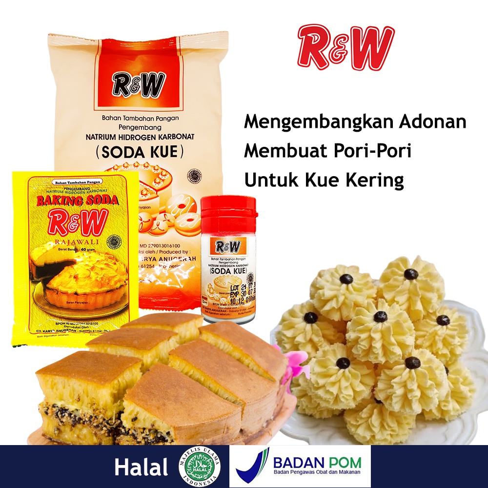 Soda Kue Baking Soda Pengembang Kue Rajawali R&amp;W RW 40 gr