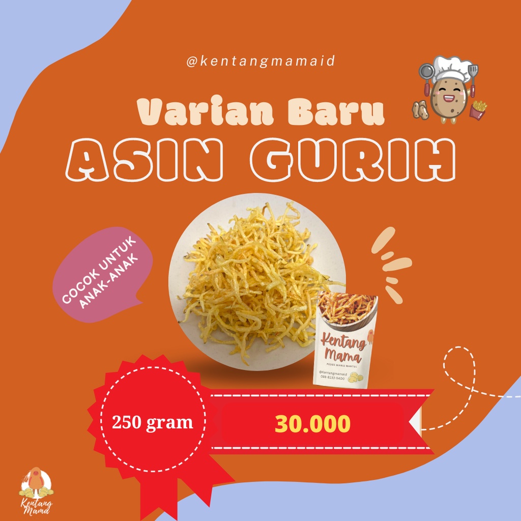 

KENTANG MUSTOFA ASIN GURIH 250 Gram / KERING KENTANG / KENTANG MAMA TERMURAH / KUALITAS PREMIUM / ASIN GURIH