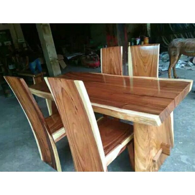 RAY MEJA MAKAN / KURSI MAKAN / DINING SET KAYU TREMBESI MEWAH JUMBO