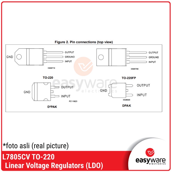 IC REGULATOR L7805CV 7805 TO-220 ORIGINAL ST CHN