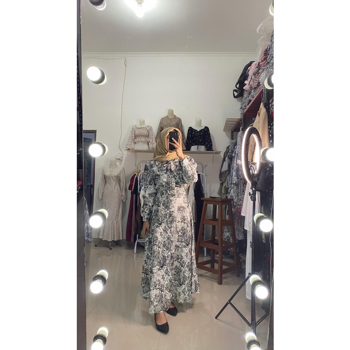 BEFAST - ZFS OOTD DRESS WANITA SYANAF / IBUKI SHAKILA PATTERN DRESS / Outfit Wanita Pesta/Kondangan / Dress Maxy Ala Style Korean / LongDress Wanita Keluaran terbaru / Fashion Wanita Modis / Dress Formal Lengan Panjang