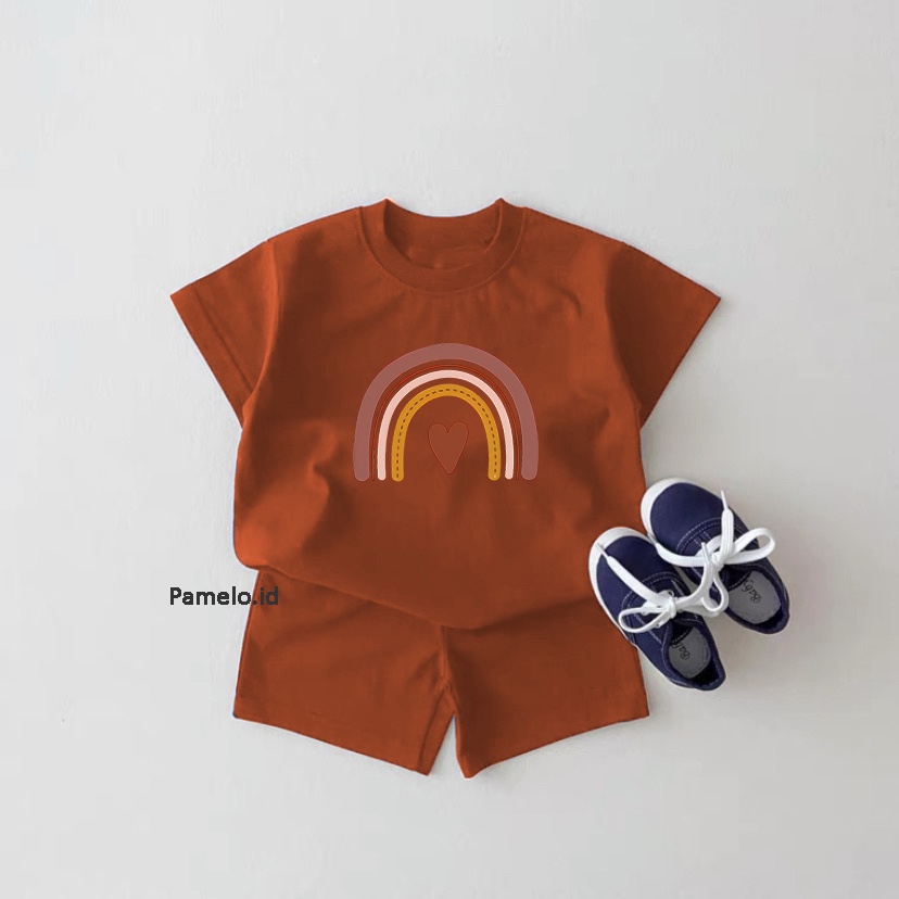 Pamelo.id Set Anak Viral / Rainbow / Fashion Anak / Stelan baju anak / Korea Style / Set Balita