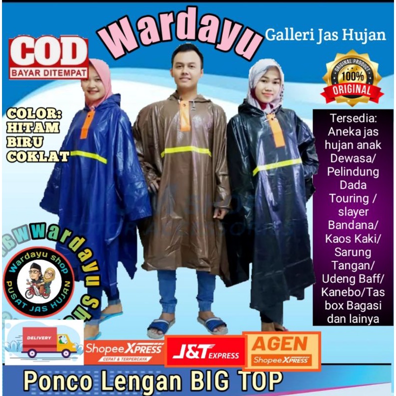 Jas hujan Ponco Lengan BIG TOP 659 Dolphin Blue Pria Wanita / Poncho Raincot Mantel Ujan Jumbo big size murah berkualitas tebal awet Terlaris