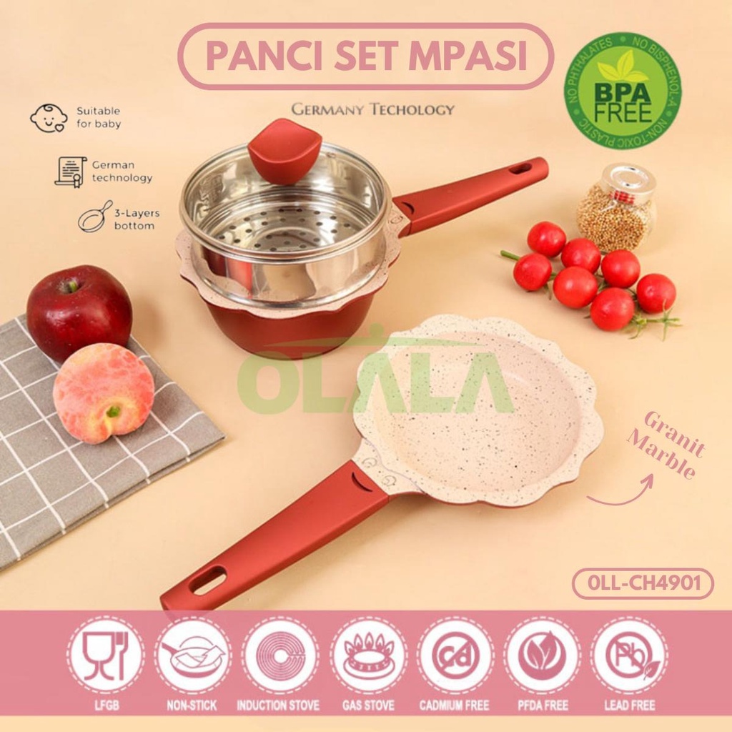 PANCI SET BABY FLOWER MPASI WOK PAN FRY PAN TM-CH4901-88